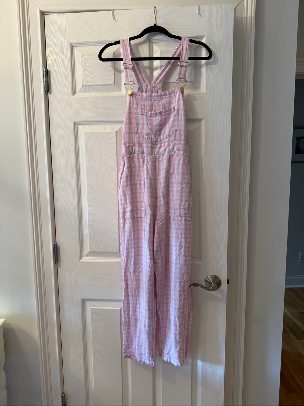 Stoney Clover Lane Pink & White Striped Linen-Blend Overalls